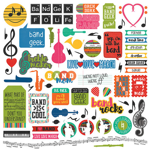 Photo Play Paper - Band Geek Collection - 12 x 12 Cardstock Stickers - Elements