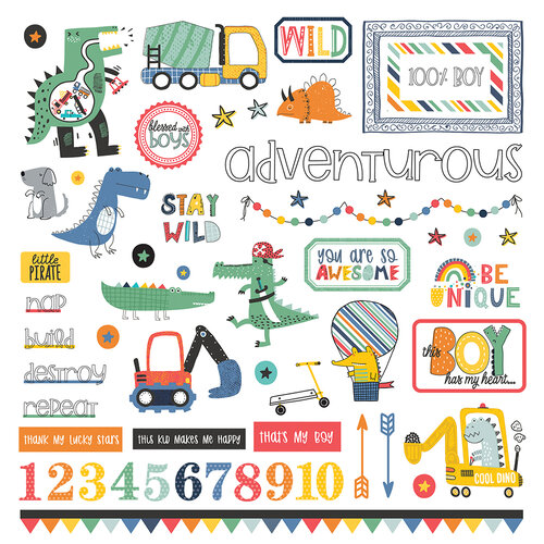 PhotoPlay - Little Boys Have Big Adventures Collection - 12 x 12 Cardstock Stickers - Elements