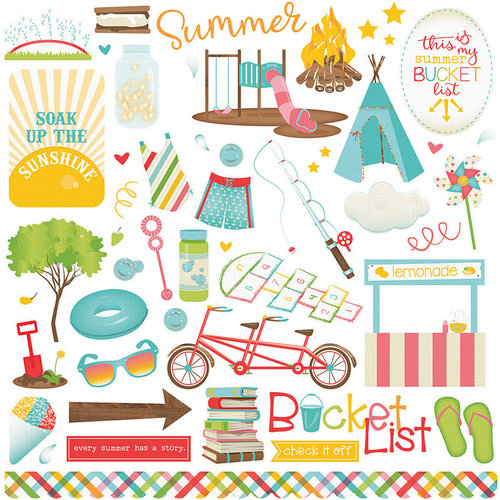 Photo Play Paper - Summer Bucket List Collection - 12 x 12 Cardstock Stickers - Elements - One