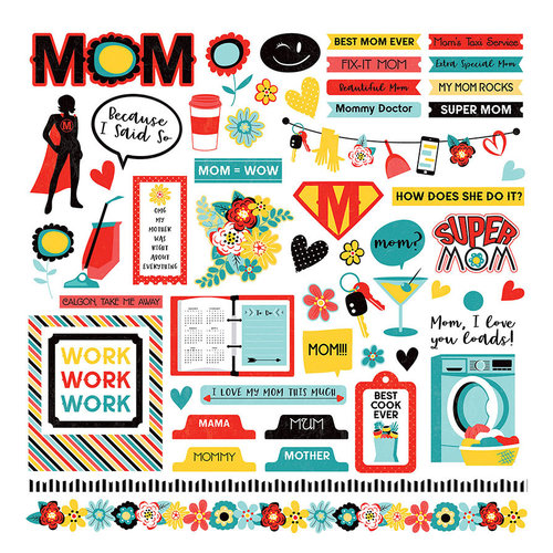 PhotoPlay - Best Mom Ever Collection - 12 x 12 Cardstock Stickers - Elements