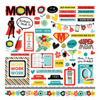 PhotoPlay - Best Mom Ever Collection - 12 x 12 Cardstock Stickers - Elements
