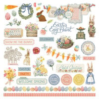 PhotoPlay - Bunnies And Blooms Collection - 12 x 12 Cardstock Stickers - Elements