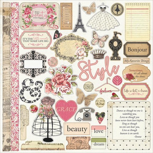 Photo Play Paper - Belle Vie Collection - 12 x 12 Cardstock Stickers - Elements