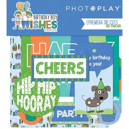 Photo Play Paper - Birthday Boy Wishes Collection - Ephemera - Die Cut Cardstock Pieces