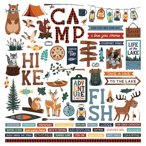 PhotoPlay - Camp Happy Bear Collection - 12 x 12 Cardstock Stickers - Elements