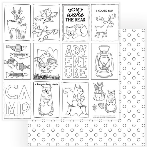 Photo Play Paper - Camp Happy Bear Collection - 12 x 12 Double Sided Paper - Color Me Sheet