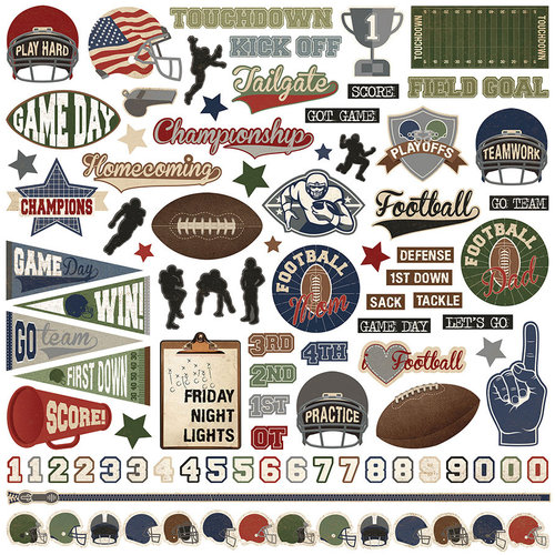 Photo Play Paper - End Zone Collection - 12 x 12 Cardstock Stickers - Elements
