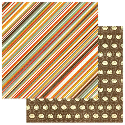 Photo Play Paper - Falling Leaves Collection - 12 x 12 Double Sided Paper - Autumn Stripe