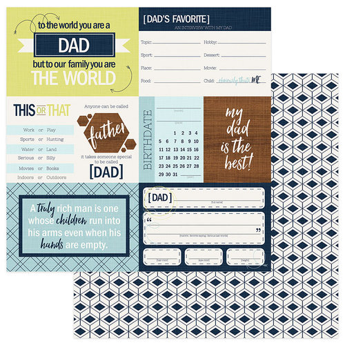 Photo Play Paper - Family Ties Collection - 12 x 12 Double Sided Paper - Dad