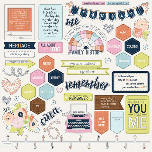 Photo Play Paper - Family Ties Collection - 12 x 12 Cardstock Stickers - Elements