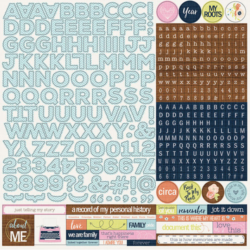 Photo Play Paper - Family Ties Collection - 12 x 12 Cardstock Stickers - Alphabet