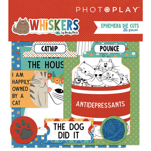 Photo Play Paper - Whiskers Collection - Ephemera - Die Cut Cardstock Pieces