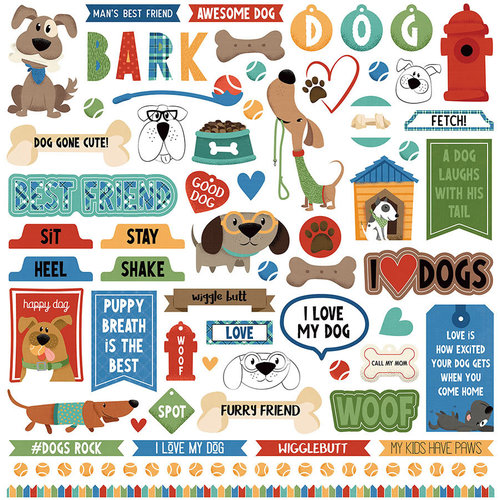 PhotoPlay - Fetch Collection - 12 x 12 Cardstock Stickers - Elements