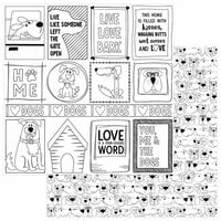 Photo Play Paper - Fetch Collection - 12 x 12 Double Sided Paper - Color Me - Black and White Dogs