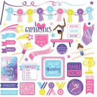 Photo Play Paper - I Love Gymnastics Collection - 12 x 12 Cardstock Stickers - Elements