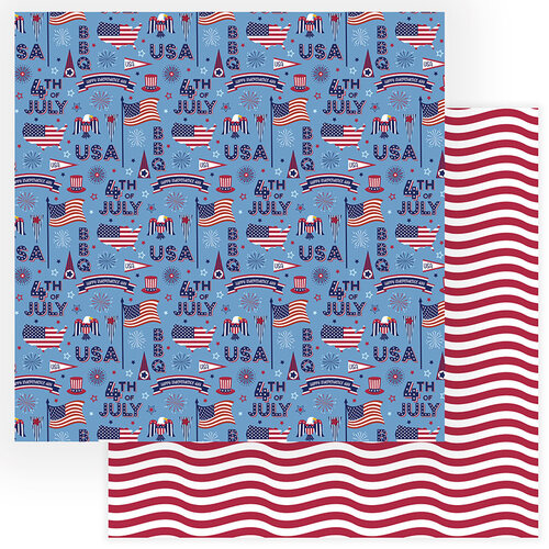 Photo Play Paper - Gnome For July 4th Collection - 12 x 12 Double Sided Paper - July 4th