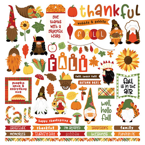 PhotoPlay - Gnome For Thanksgiving Collection - 12 x 12 Cardstock Stickers - Elements