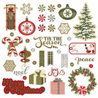 Photo Play Paper - Holiday Cheer Collection - Christmas - Ephemera - Die Cut Cardstock Pieces