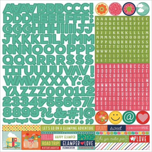 Photo Play Paper - Happy Glamper Collection - 12 x 12 Cardstock Stickers - Alphabet