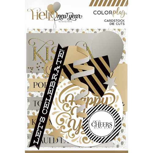 Color Play - Hello New Year Collection - Ephemera - Die Cut Cardstock Pieces