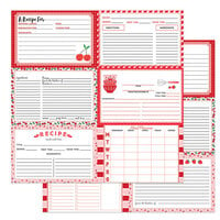 PhotoPlay - Happy Fruit Collection - 12 x 12 Double Sided Recipe Cards Paper - Red