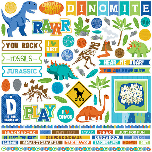 Photo Play Paper - Jurassic Collection - 12 x 12 Cardstock Stickers - Elements