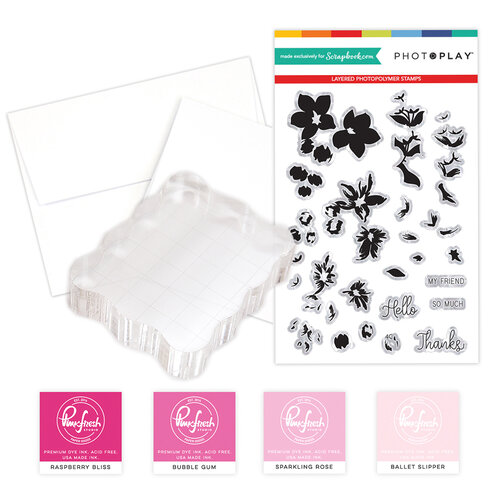 Photo Play Paper - Clear Photopolymer Stamp Set - Layered Blossoms Card Making Bundle Two