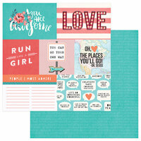 Photo Play Paper - Like a Girl Collection - 12 x 12 Double Sided Paper - Run Like A Girl - 4 x 6 Cards