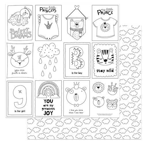 PhotoPlay - Little One Collection - 12 x 12 Double Sided Paper - Color Me Sheet