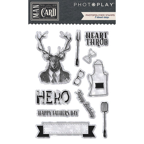 Photo Play Paper - Man Card Collection - Clear Acrylic Stamps - Shapes