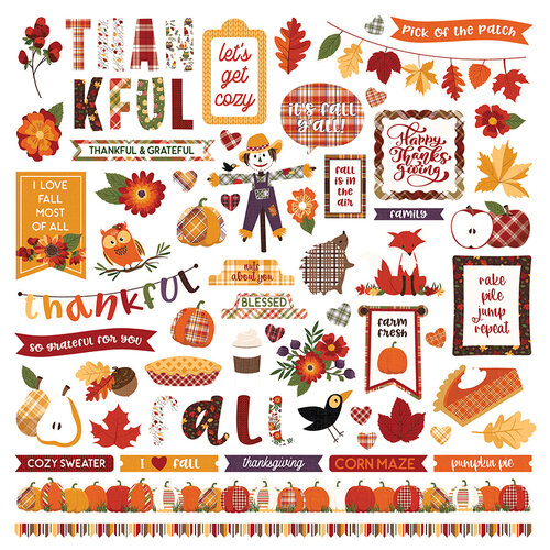 Photo Play Paper - Mad 4 Plaid Fall Collection - 12 x 12 Cardstock Stickers - Elements
