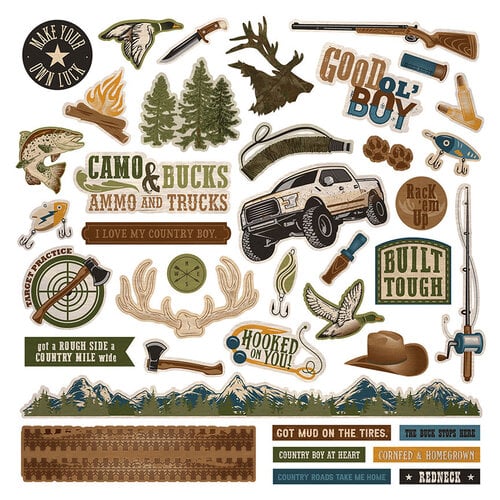 PhotoPlay - Mud On The Tires Collection - 12 x 12 Cardstock Stickers - Elements