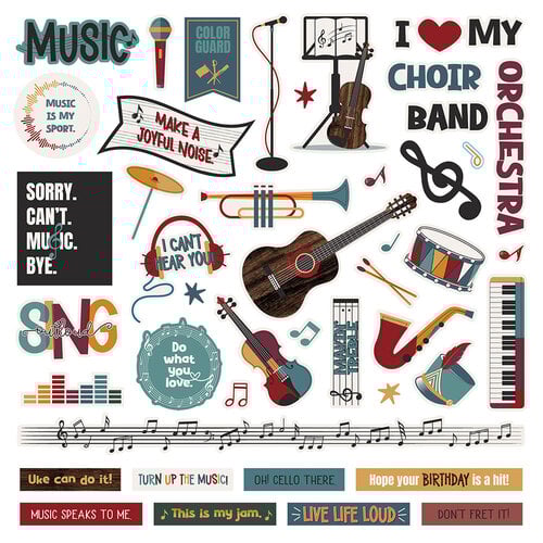 PhotoPlay - Music Notes Collection - 12 x 12 Cardstock Stickers - Elements