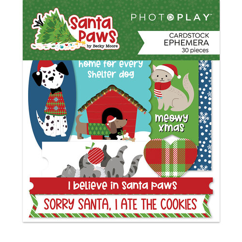PhotoPlay - Santa Paws Collection - Christmas - Ephemera - Die Cut Cardstock Pieces