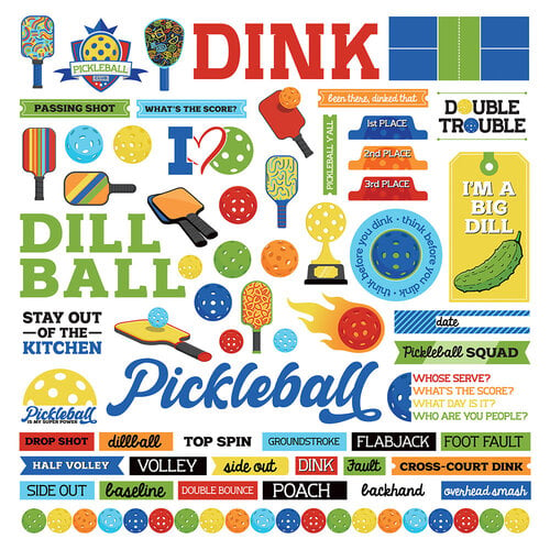 PhotoPlay - Pickleball Collection - 12 x 12 Cardstock Stickers - Elements