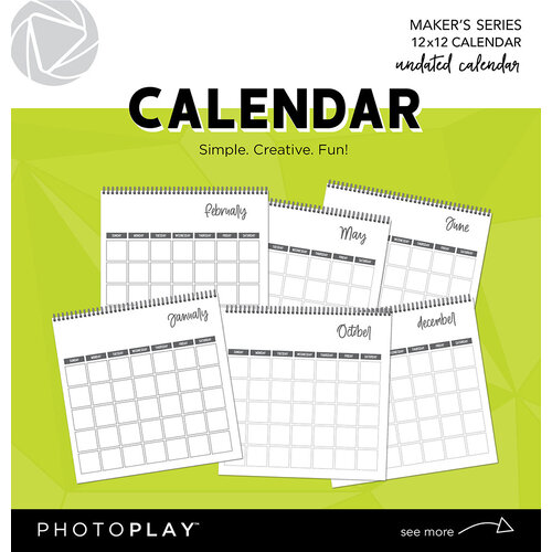 PhotoPlay - Maker's Series Collection - 12 x 12 Undated Calendar - Spiral Bound