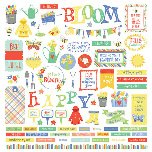 PhotoPlay - Showers And Flowers Collection - 12 x 12 Cardstock Stickers -  Elements