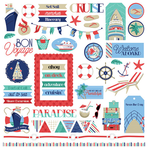 Photo Play Paper - Set Sail Collection - Elements 12 x 12 Cardstock Stickers