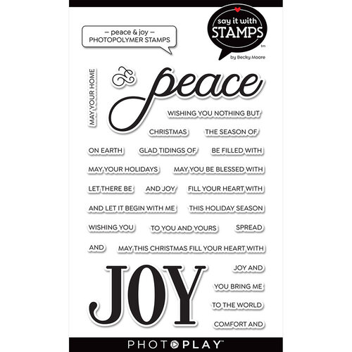 Photo Play Paper - Say It With Stamps Collection - Clear Photopolymer Stamps - Peace and Joy