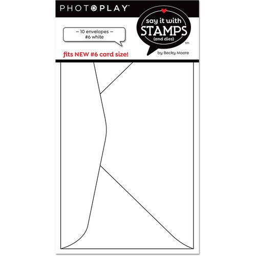 Photo Play Paper - Say it With Stamps Collection - White Envelopes - Size Number 6