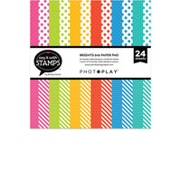 PhotoPlay - Say It With Stamps Collection - 6 x 6 Paper Pad - Bright Dots and Stripes