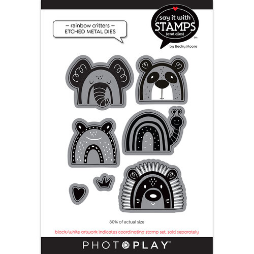 PhotoPlay - Say It With Stamps Collection - Etched Dies - Rainbow Critters