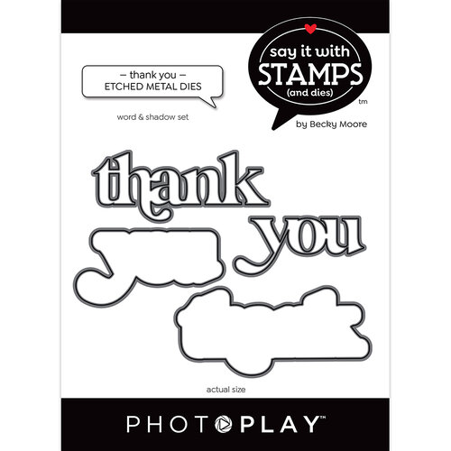 PhotoPlay - Say It With Stamps Collection - Etched Dies - Thank You Word