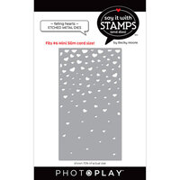 PhotoPlay - Say It With Stamps Collection - Etched Dies - Mini Slimline - Falling Hearts Coverplate