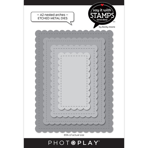 PhotoPlay - Say It With Stamps Collection - Etched Dies - A2 - Nested Stitched Scallops