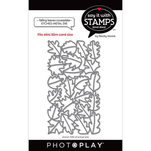 PhotoPlay - Say It With Stamps Collection - Etched Dies - Mini Slimline - Falling Leaves Coverplate