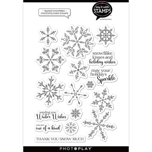 PhotoPlay - Say It With Stamps Collection - Christmas - Clear Photopolymer Stamps - Layered Snowflakes