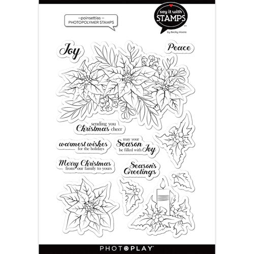 PhotoPlay - Say It With Stamps Collection - Christmas - Clear Photopolymer Stamps - Poinsettia