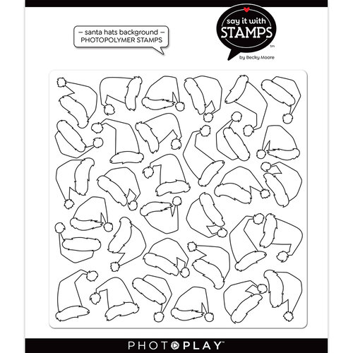 PhotoPlay - Say It With Stamps Collection - Christmas - Clear Photopolymer Stamps - Santa Hats Background