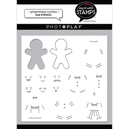 PhotoPlay - Say It With Stamps Collection - Christmas - 6 x 6 Stencils - Gingerbread Cookies